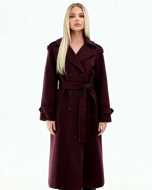 Nora | Gabardina elegante burdeos