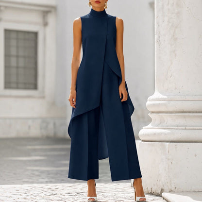 Valentina | Conjunto Elegante con Top Drapeado de Cuello Alto