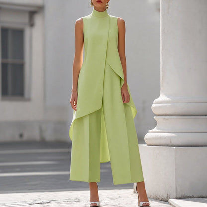 Valentina | Conjunto Elegante con Top Drapeado de Cuello Alto