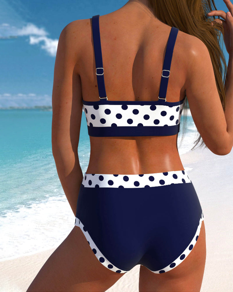 Liesbeth | Bikini de lunares tiro alto patchwork