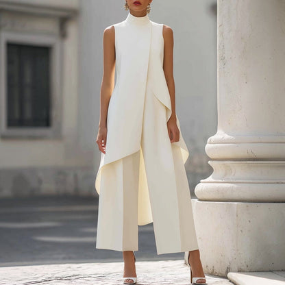 Valentina | Conjunto Elegante con Top Drapeado de Cuello Alto