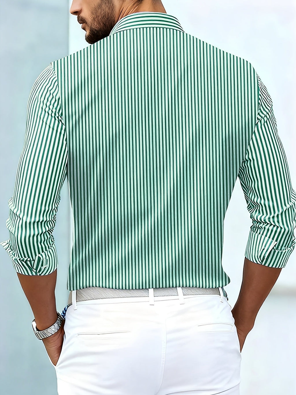Emerson | Camisa de manga larga a rayas de estilo vintage para hombre