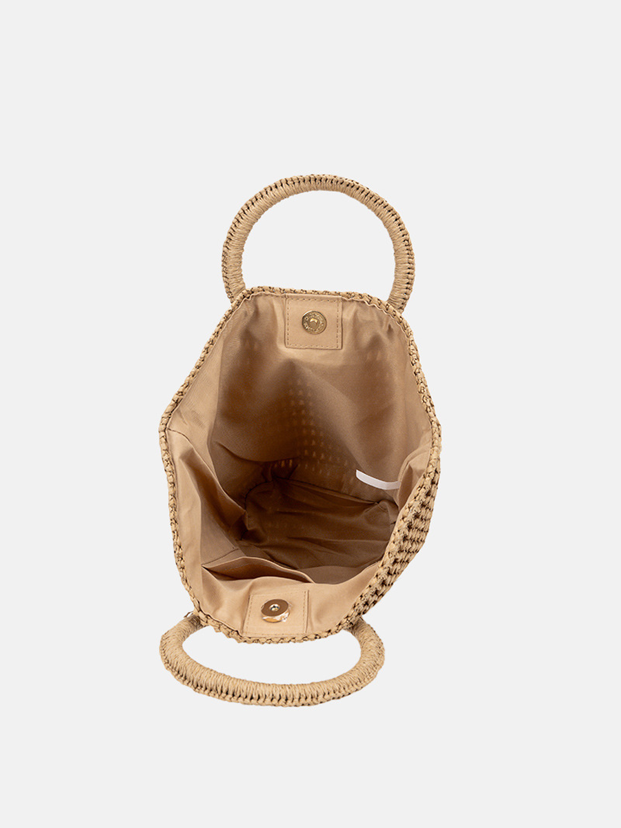 Bolso de Hombro de Rafia Trenzada Blanco Marfil