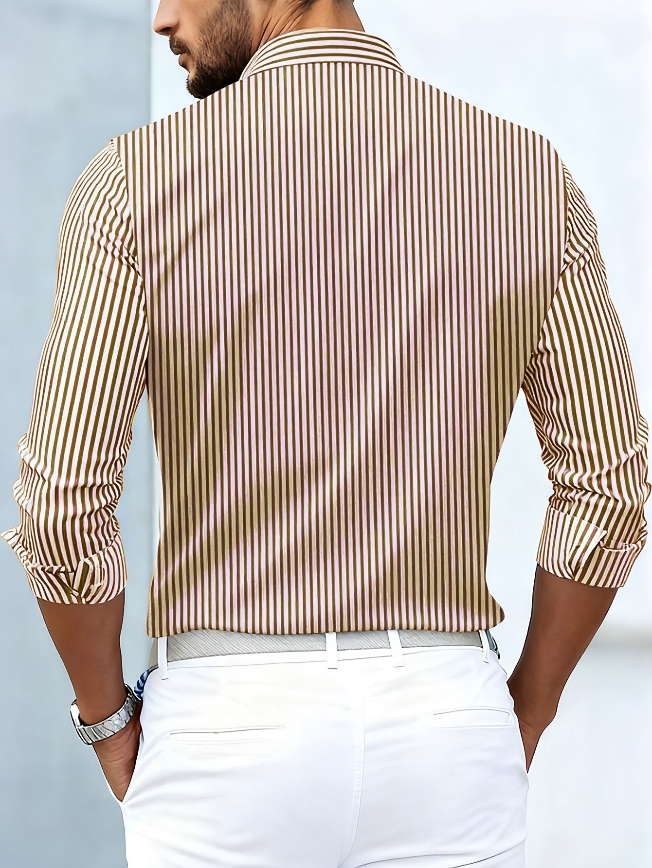 Emerson | Camisa de manga larga a rayas de estilo vintage para hombre