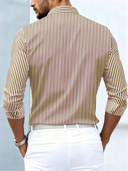 Emerson | Camisa de manga larga a rayas de estilo vintage para hombre