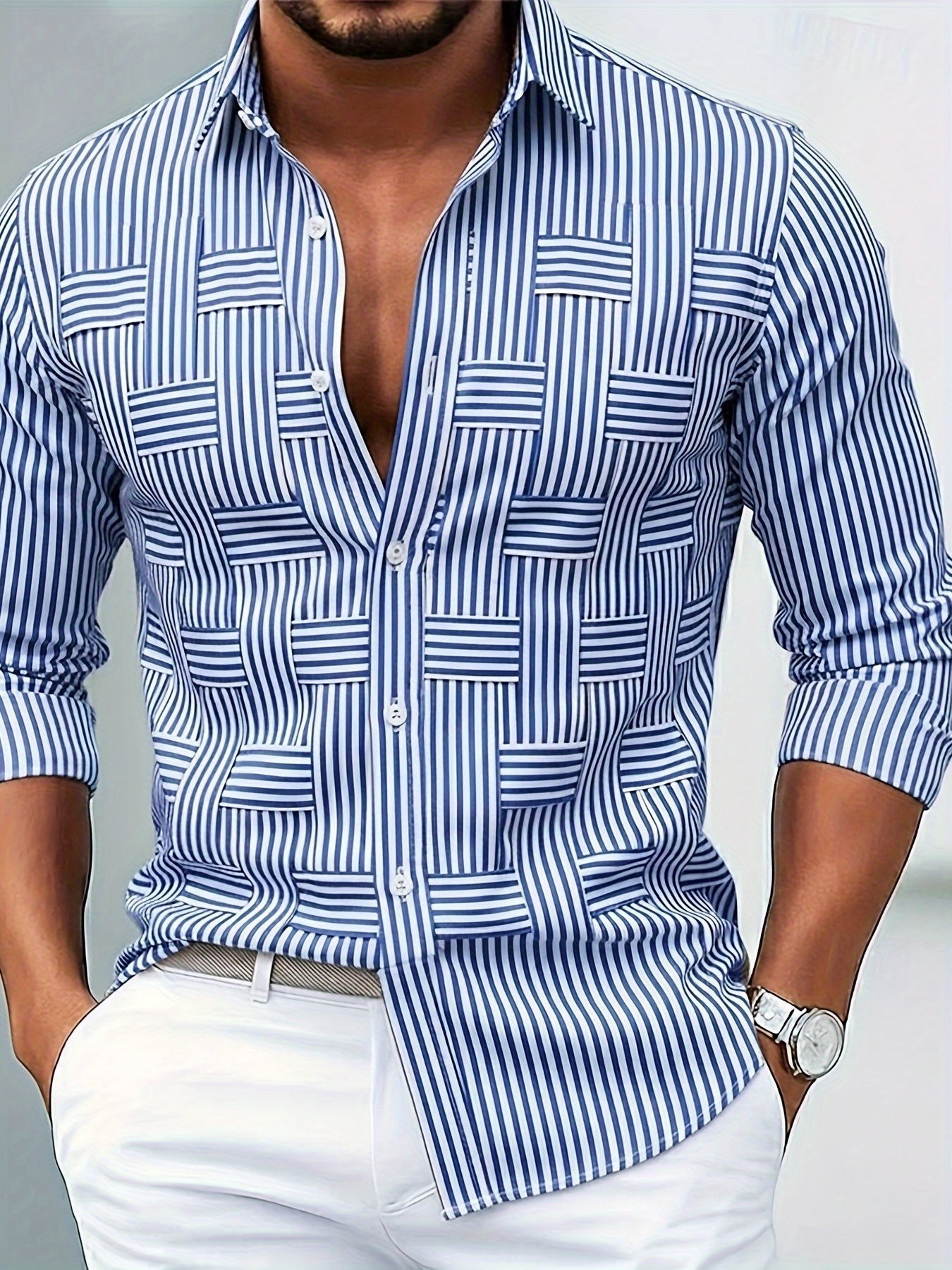 Emerson | Camisa de manga larga a rayas de estilo vintage para hombre