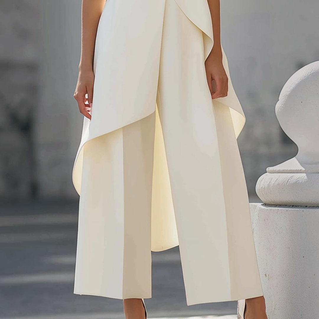 Valentina | Conjunto Elegante con Top Drapeado de Cuello Alto