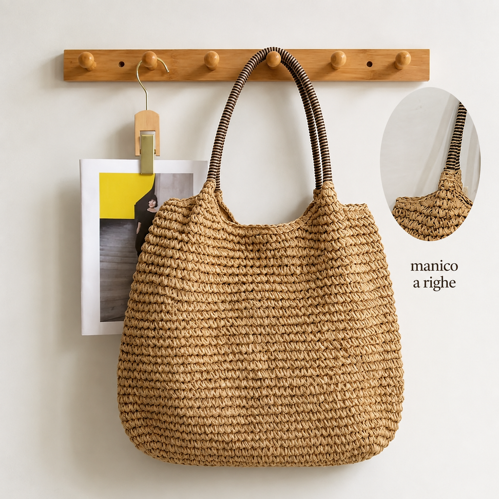 Melissa | Bolso bandolera de paja trenzada - Caramelo claro