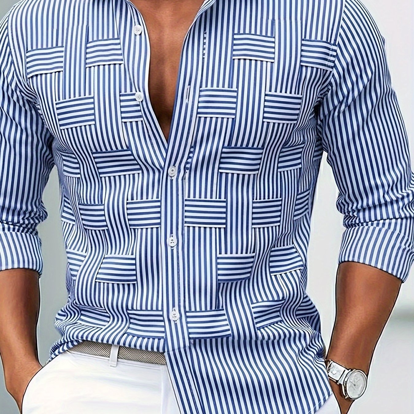 Emerson | Camisa de manga larga a rayas de estilo vintage para hombre