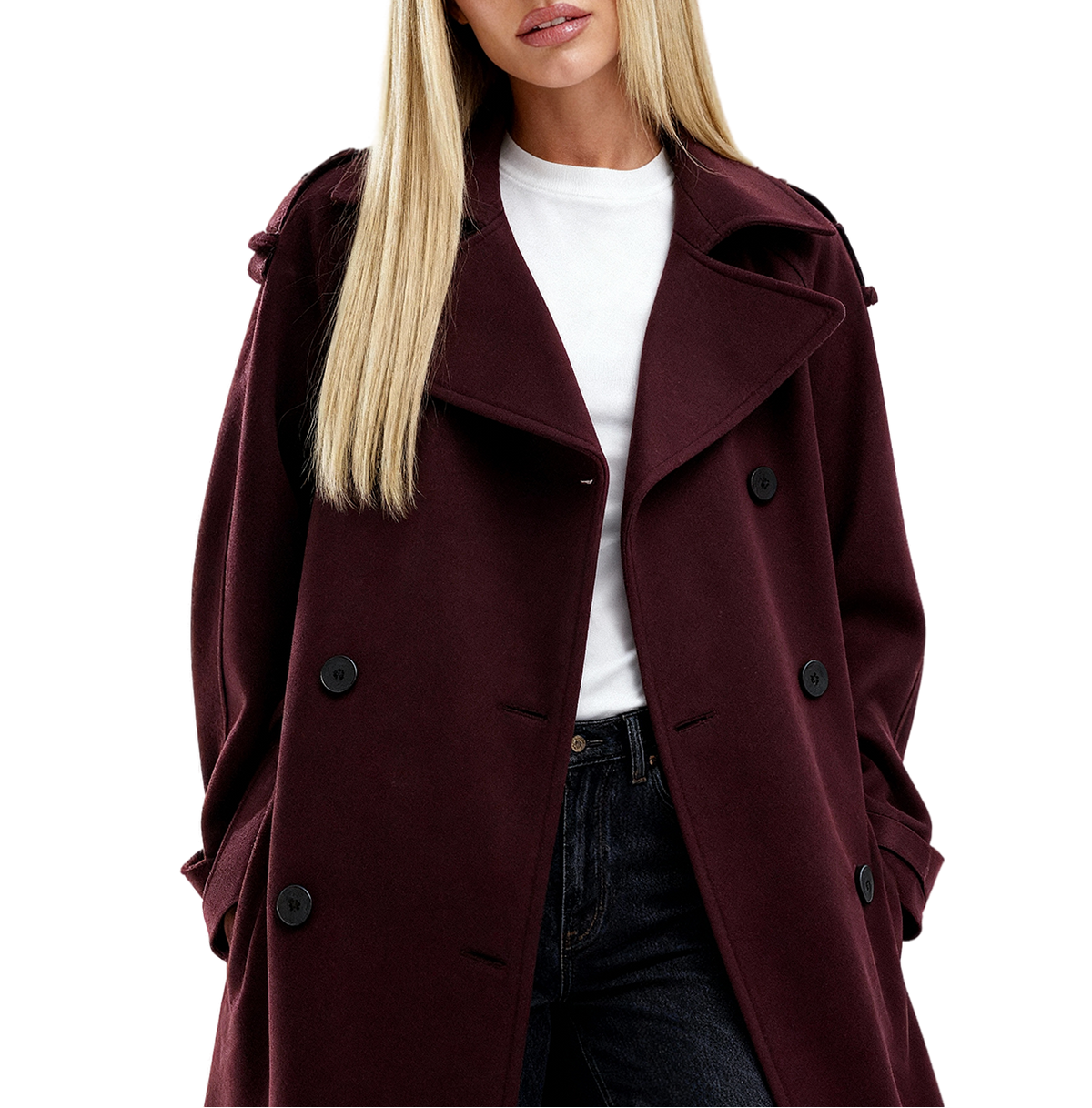Nora | Gabardina elegante burdeos