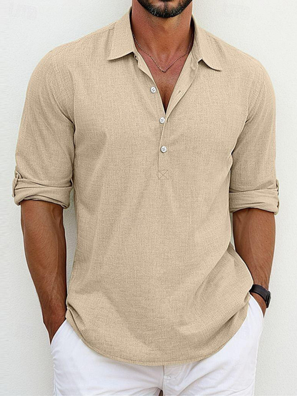 Archie | Camisa clásica de mezcla algodón-lino atemporal